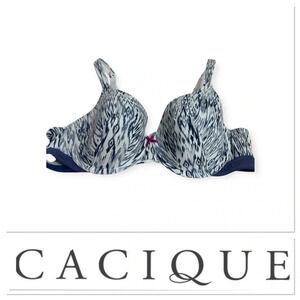 Cacique blue and white print lightly lined t-shirt bra size 44C